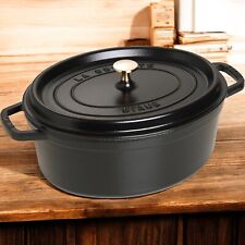 Cast Iron Roaster Staub Cocotte Oval 37 cm 8 L Black Enamelled Casserole Dish