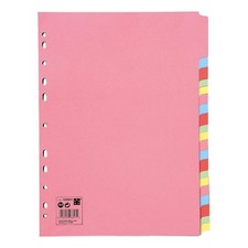 5-20 Subject File Filing Dividers Folder - Multi Colour A4 Punched Index Sheets