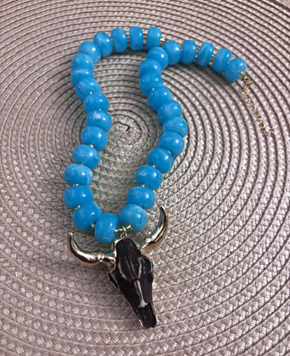 Blue plastic beaded ball chain - beaded,