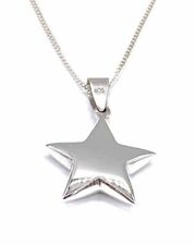 925 Sterling Silver  Small to Big STAR Pendant Charm on Silver Curb Chain 