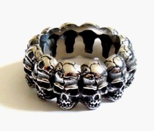 Men's Gothic Skull Band Ring Stainless Steel Tattoo Biker Gothic Heavy Metal