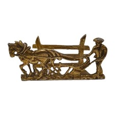 Old Vintage Ploughman Horse & Plough Period Farmer Figure Display Piece Rack