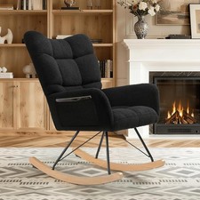 Rocking Chair Upholstered Glider Nursing Chair for Adults Comfy Rocking Armchair