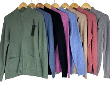 Womens Wool & Cashmere Full Zip Up With Pockets Knitted Jumper Sweater Cardigan