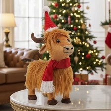 Highland Cow Animated Walking Dancing Christmas Figure Plays Jingle Bell Rock