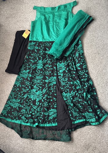 Green black embroidered - green,