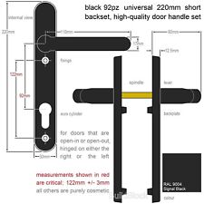 Door Handles uPVC Black set 92pz sprung double glazing patio pvc lever 220mm