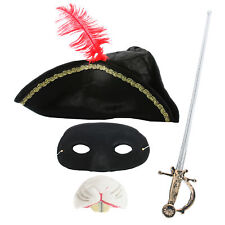 HIGHWAY RAT CHILDS COSTUME TRICORN HAT MASK NOSE BANDIT ZORRO FANCY DRESS