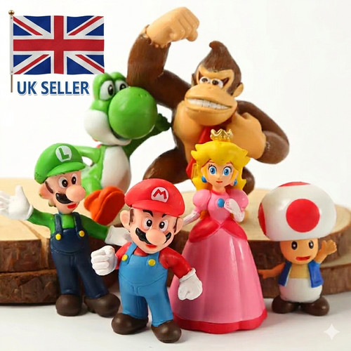 6pcs super mario - mario, dinosaur