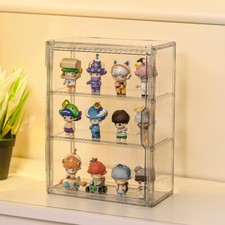 3-tier Clear  Plastic Display Cabinet Storage Box Toy Models Display Case UK