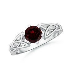 Angara Natural Solitaire Round 1Ct Garnet Celtic Knot Ring in 14K Gold (6MM)