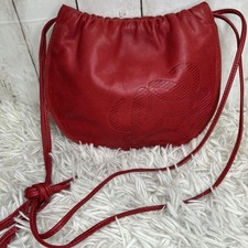 LOEWE Shoulder Bag Purse Anagram Leather Red Authentic