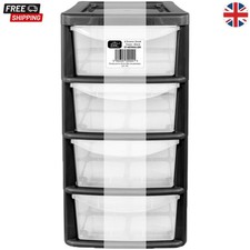 4 Black Drawer Plastic Tower