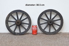 2x Vintage old wooden cart wagon wheel / 30.5 cm pair of wheels - FREE DELIVERY
