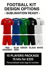 Football Team Kits Bundle | Custom  Sublimation Jerseys Shorts | 15 Player Pack