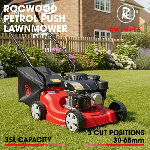 Petrol lawnmower push rocwood - lawnmower,