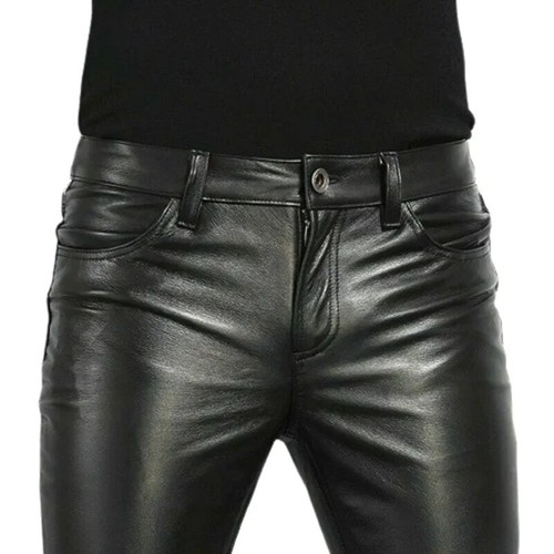 Men faux leather pants slim - men,