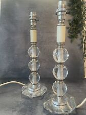 2 Laura Ashley Glass Lamps Cut Crystal Prism Tall Pair