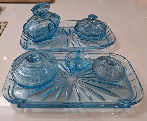 Art deco blue glass - blue, dressing