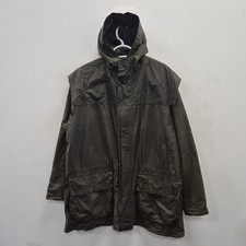 Barbour Vintage A5 Durham Wax Waterproof Country Rain Hooded Jacket Coat Size 38