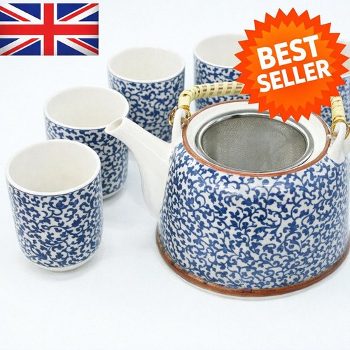 Blue ceramic teapot set with - with, 6