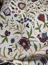Hand Embroidered Crewel Fabric