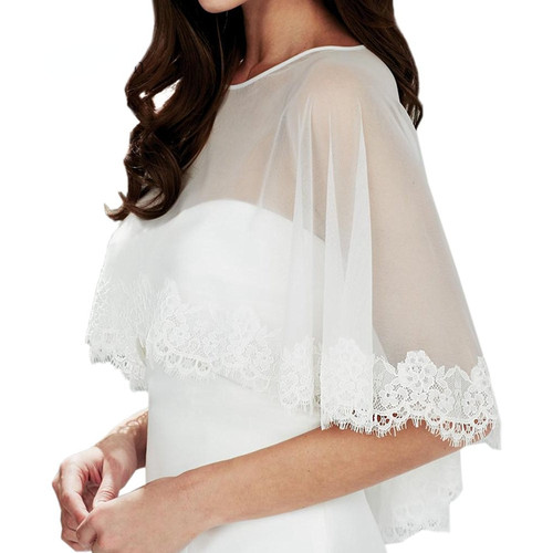 Lace edge gauze shawl - edge, wrapped