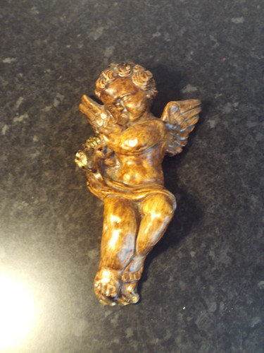 Vintage plaster cherub angel - plaster,
