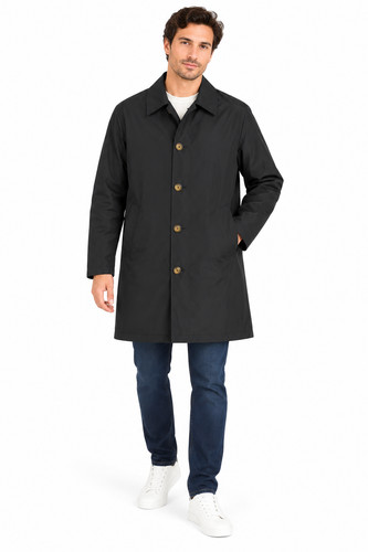 Black formal raincoat long mac - black,