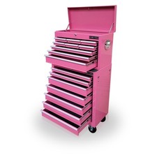 TOOL BOX ROLLER CABINET STEEL CHEST 16 DRAWERS GLOSS PINK - US PRO TOOLS