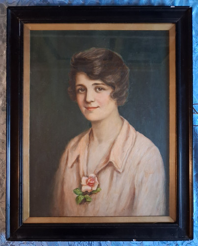 Antique edwardian portrait oil - portrait,