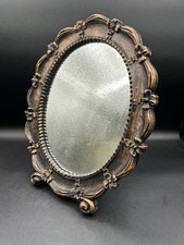 Vintage Syrocco Decorative Oval Mirror Easel Back Tabletop Or Wall 13x10