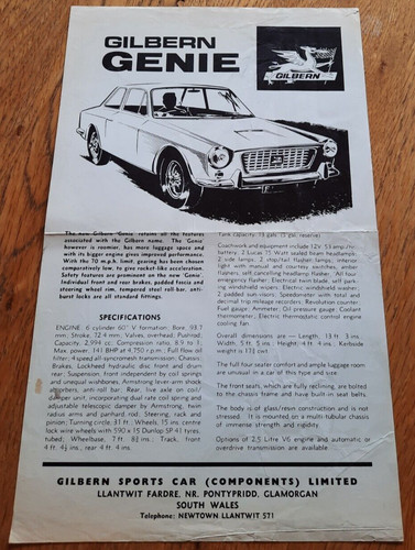 Gilbern genie car brochure - genie,