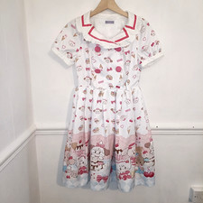 Axes Femme Womens Dress White Size M UK 8 10 Kawaii Diner Cafe Lolita Mikko