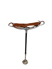 Vintage Gamebird Leather Shooting Stick Seat Made in England, folding stool 
