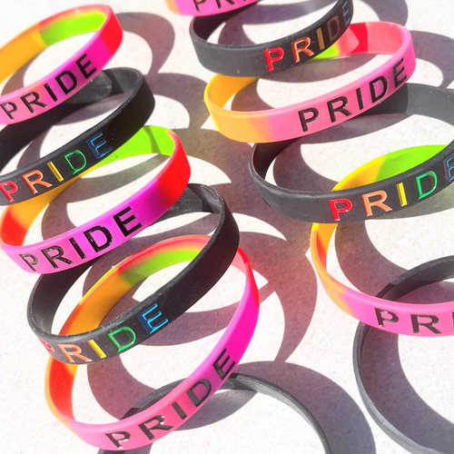 Gay pride rubber wrist - bands,
