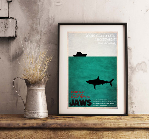 Jaws poster film art glossy - a4,