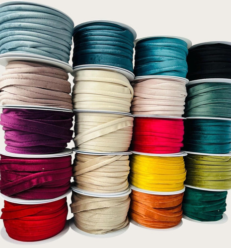 Flanged velvet piping cord - velvet, 7mm