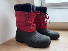 Rubber Duck Women Snow Boots Black Red Fleece Lined Lace Fronted UK 4 EU 37