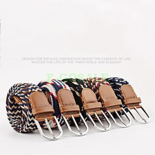 Pin Buckle Knitted Elastic Belt Woven Canvas Stretch Belts for Women Jeans