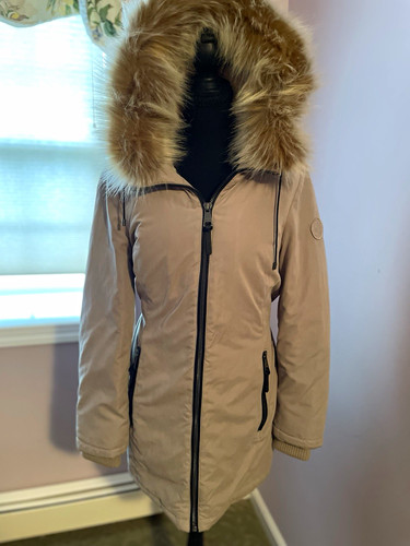 Dkny beige quilted zip - beige,