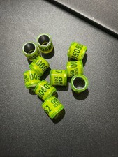 PIGEON RINGS X 10  GB YELLOW 2026 8mm inside diameter 11mm high