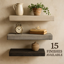 Chunky 2'' Rustic Floating Shelves Solid Wood Wall Shelf Handmade Reclaimed Wood