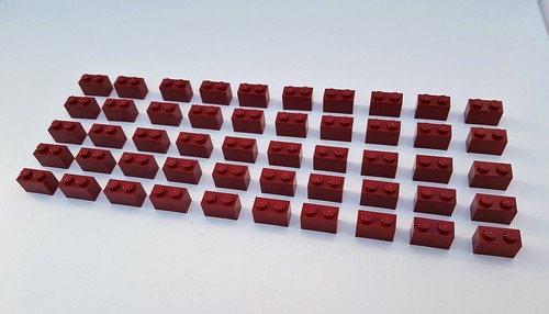 Lego spares dark red 1x2 - red,