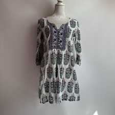 Anokhi Size M Women's White Light Floral Midi Dress