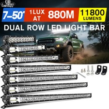 7" 20" 32" 42" 52" LED Light Bar Spot Flood Combo Offroad SUV ATV Pickup Truck