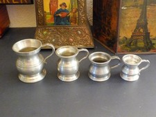 4 Vintage Old Pewter
