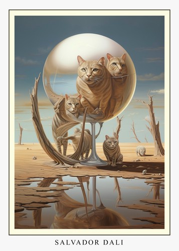 Large size salvador dali cats - size,