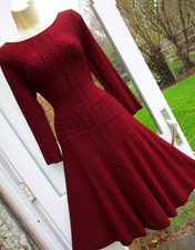 Stunning Monsoon Frieja Size M 12 14 Burgundy Knitted Jumper Dress