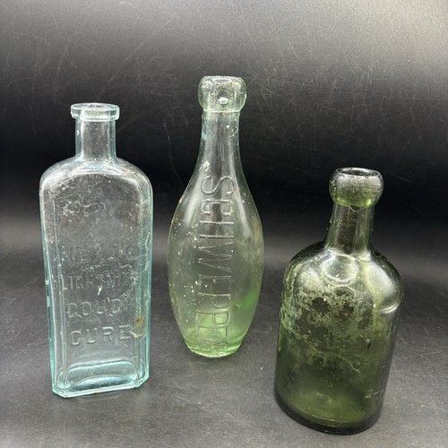 Antique bottles trio - x, of